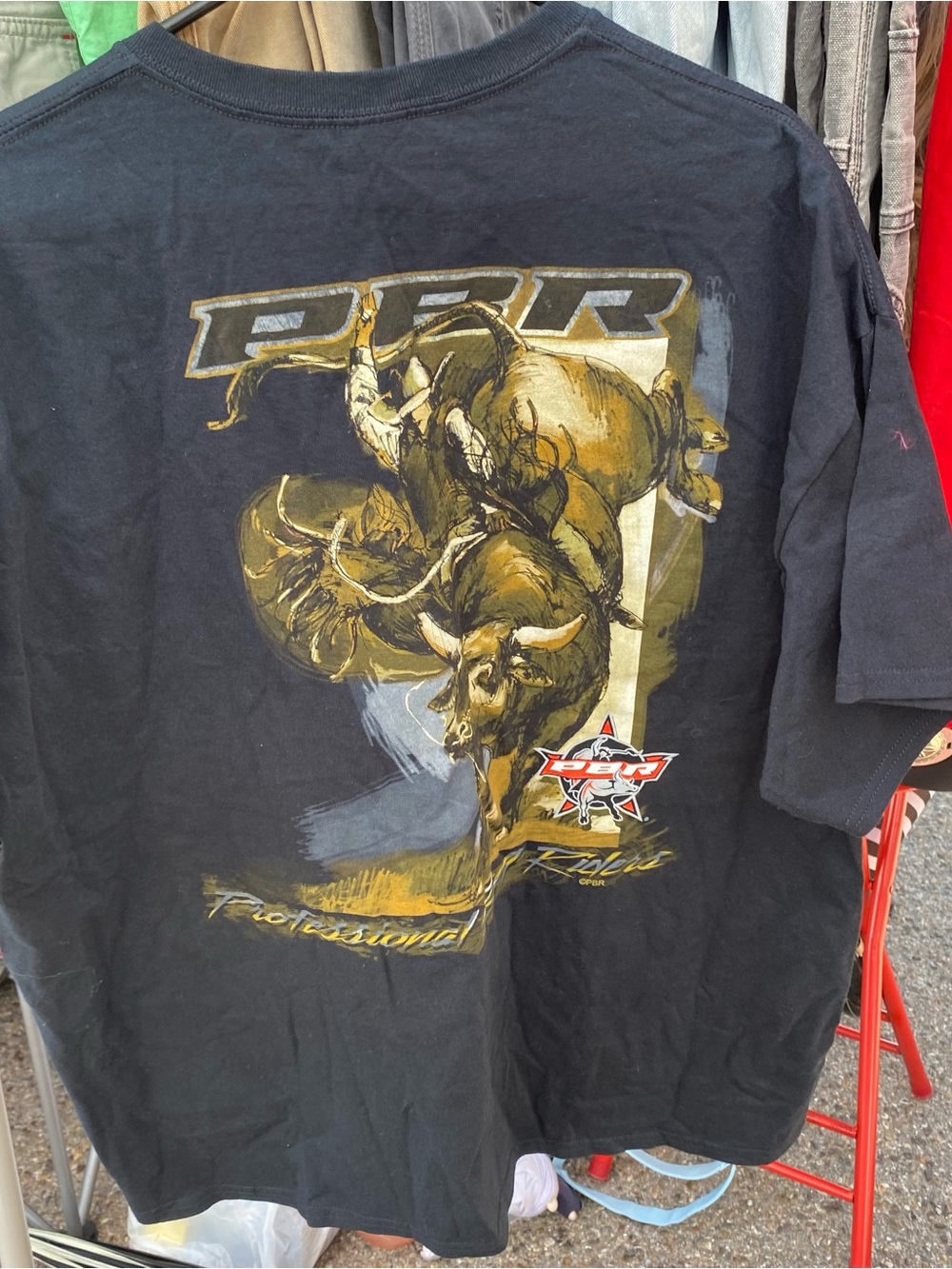 PBR Bull Riding T-Shirt Mens 2XL Black Rodeo Cowboy Graphic Tee Western